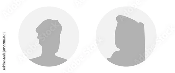 Fototapeta Flat illustration in grayscale. A man and a woman. Avatar, user profile, person icon, profile picture. Suitable for social media profiles, icons, screensavers and as a template.