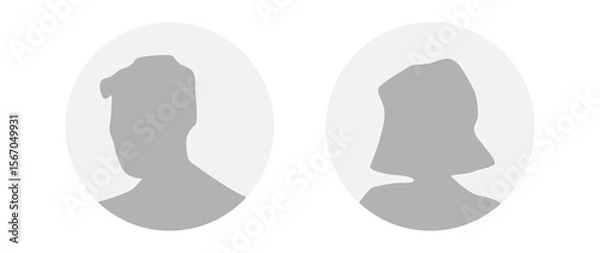 Fototapeta Flat illustration in grayscale. A man and a woman. Avatar, user profile, person icon, profile picture. Suitable for social media profiles, icons, screensavers and as a template.
