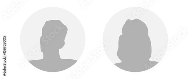 Fototapeta Flat illustration in grayscale. A man and a woman. Avatar, user profile, person icon, profile picture. Suitable for social media profiles, icons, screensavers and as a template.