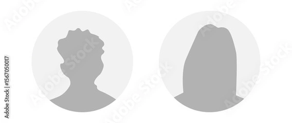 Fototapeta Flat illustration in grayscale. A man and a woman. Avatar, user profile, person icon, profile picture. Suitable for social media profiles, icons, screensavers and as a template.