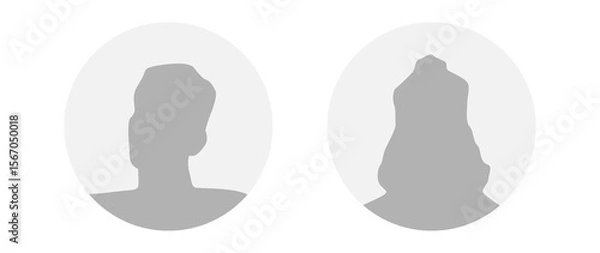 Fototapeta Flat illustration in grayscale. A man and a woman. Avatar, user profile, person icon, profile picture. Suitable for social media profiles, icons, screensavers and as a template.