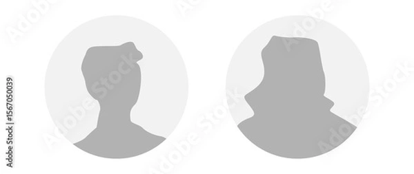 Fototapeta Flat illustration in grayscale. A man and a woman. Avatar, user profile, person icon, profile picture. Suitable for social media profiles, icons, screensavers and as a template.