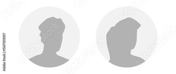 Fototapeta Flat illustration in grayscale. A man and a woman. Avatar, user profile, person icon, profile picture. Suitable for social media profiles, icons, screensavers and as a template.