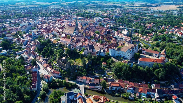 Obraz Aerial view of the old town Bautzen in Germany on a sunny noon in spring