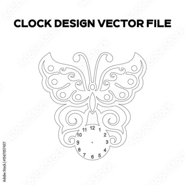 Obraz Butterfly Clock Design. Clock Time Concept Design. Editable EPS file.