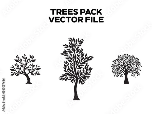 Obraz Trees Designs Pack. Different trees designs. Editable EPS file.