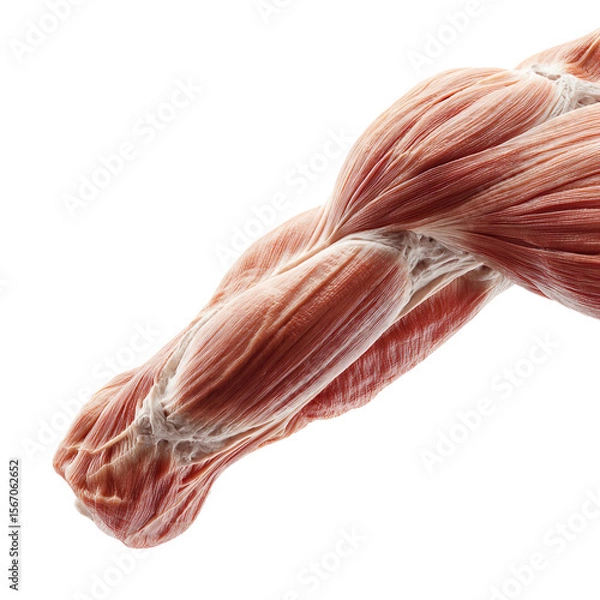 Obraz a illustration of a flexed human arm showing muscle structure on transparent background.