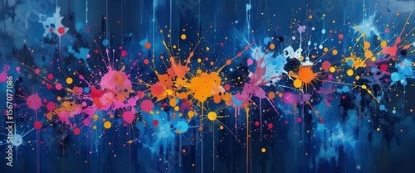 Obraz Colorful splatter paint background for computer monitors and creative workspaces