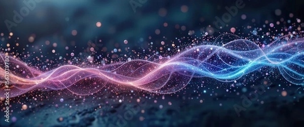 Obraz Digital wave patterns with colorful particles for computer wallpapers