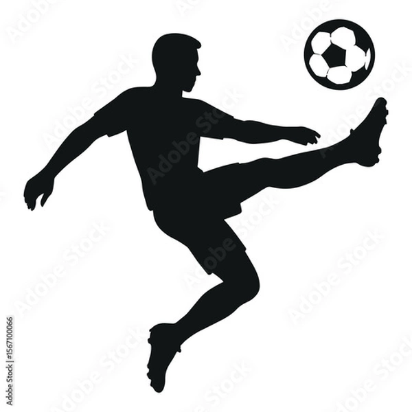 Fototapeta Soccer Player Silhouette Vector, Black Football Action Kick Illustration for Sports Design, Apparel, and Team Graphics