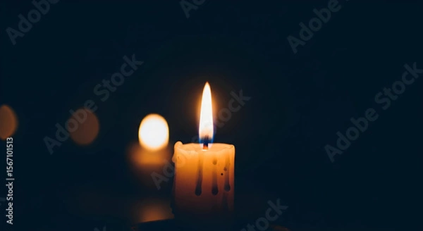 Obraz burning candle on a dark background