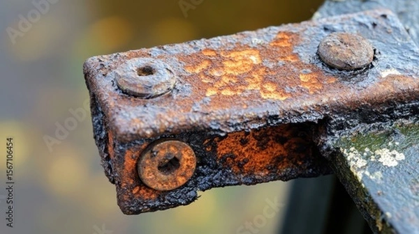 Obraz Rusty Metal Bracket with Texture and Patina from Weathered Environment