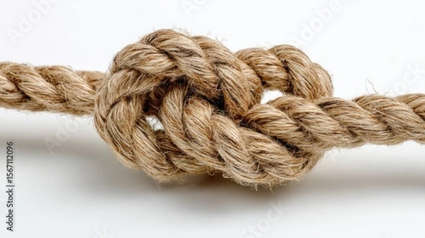 Fototapeta Simple rope tied in a knot presented on a white background