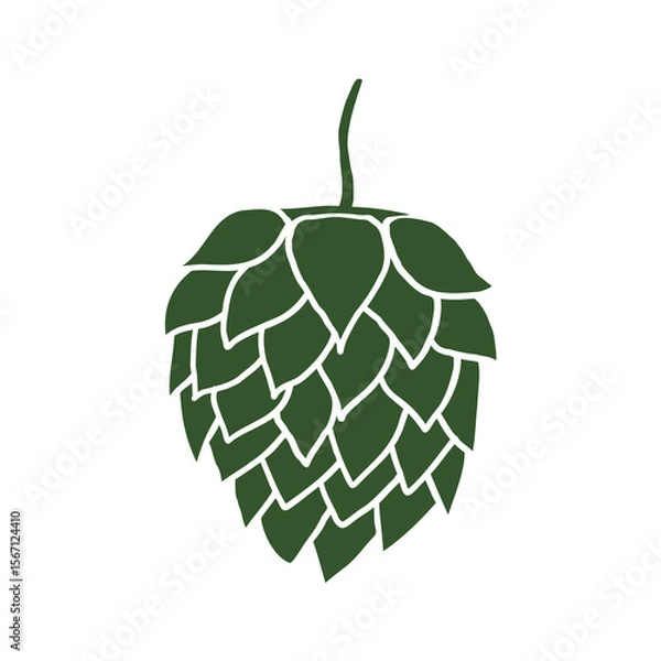 Obraz Cone malt hand sketch. Hand drawn brewery plant vector illustration on isolated white background.  Blossoming hop flower seed, cereal, beer ingredient. Design element for logo, label, card, bar