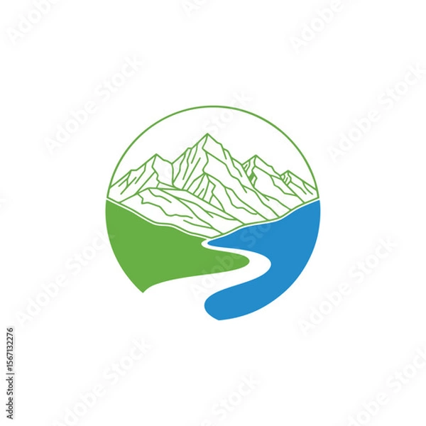Obraz mountain logo with river
