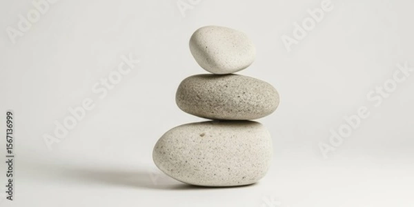 Obraz Beautifully Balanced Stones Arranged on a Minimalist and Calm Background for Visual Appeal