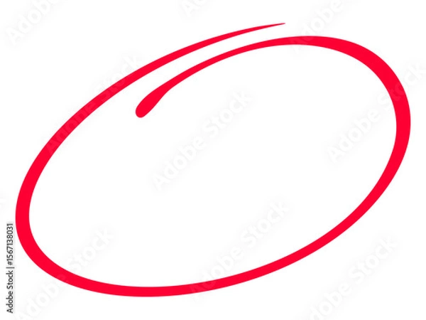 Obraz Hand drawn red circle highligter. Vector marker circle line