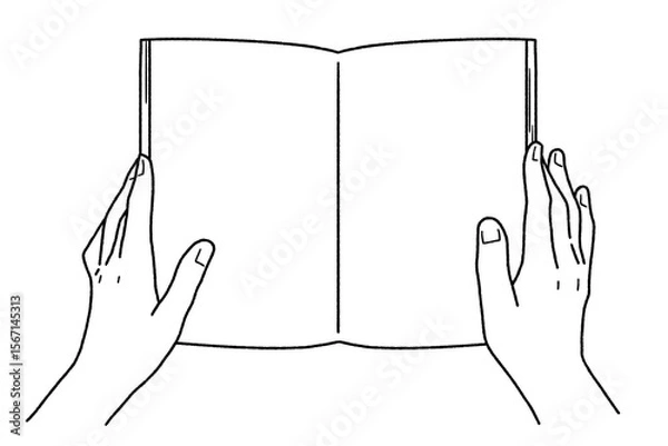 Fototapeta 本を持つ手・線画のみ