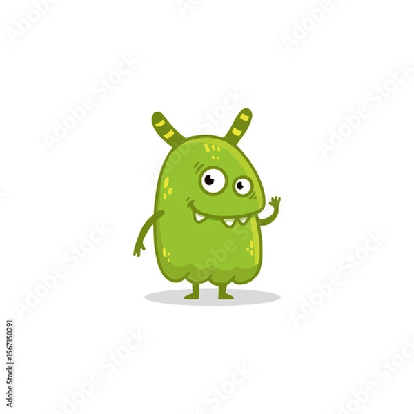 Fototapeta Cute cartoon monster on white background. Happy green Alien. Funny monster in flat style. Vector illustration.

