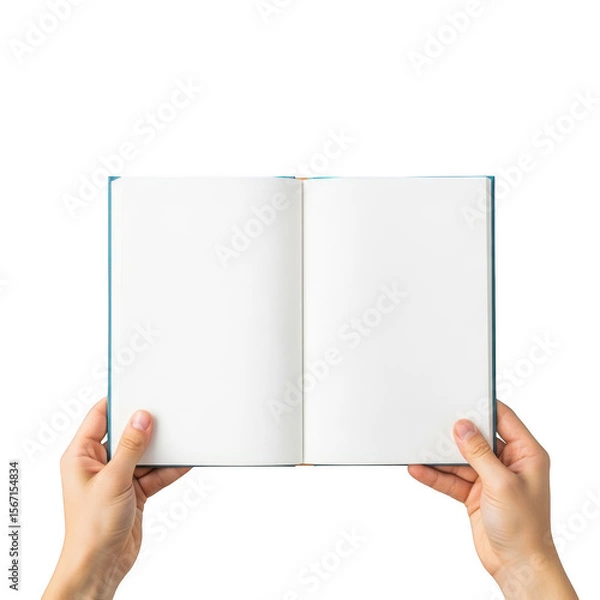 Fototapeta Open book held by hands isolated on transparent background