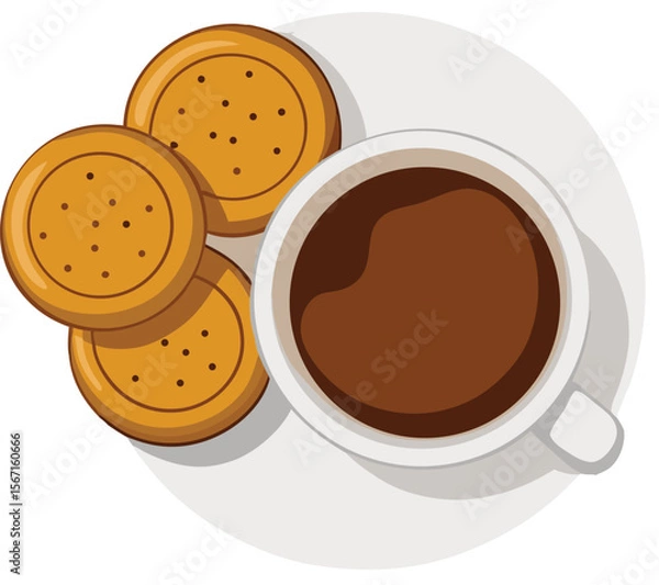 Fototapeta This collection of images depicts illustrations of tea and biscuits