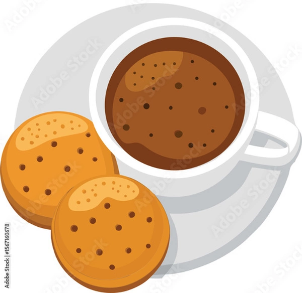 Fototapeta This collection of images depicts illustrations of tea and biscuits
