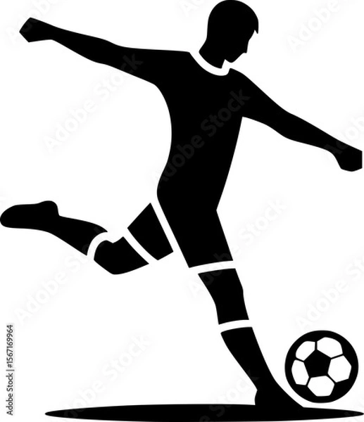 Obraz Minimalist vector of a player kicking ball in futsal game, clean silhouette
