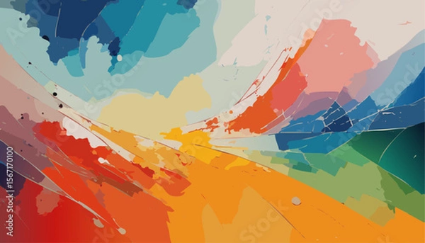 Fototapeta A vibrant, colorful abstract art piece with bold brushstrokes