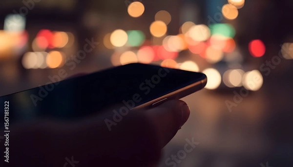 Obraz Smartphone with Blank Screen on Desk – Close-Up