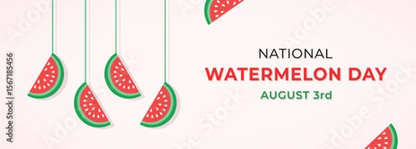 Fototapeta Vector Happy Watermelon Day Banner Design Celebration