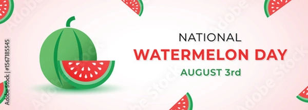 Fototapeta Vector Happy Watermelon Day Banner Design Celebration
