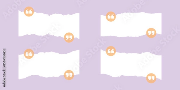 Fototapeta Vector Set of Quotation Empty Frame With Torn Paper Style Template Design