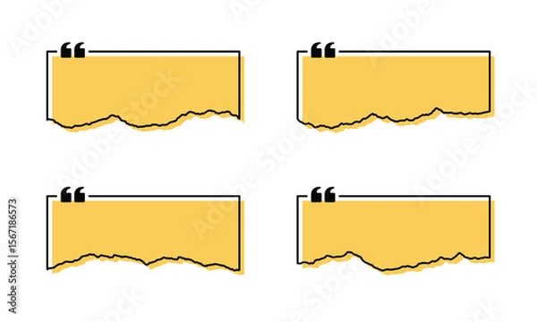 Fototapeta Vector Set of Quotation Empty Frame With Torn Paper Style Template Design