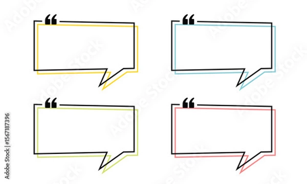 Fototapeta Vector Set of Empty Speech Frame Outline For Quotes And Conversation Template Design