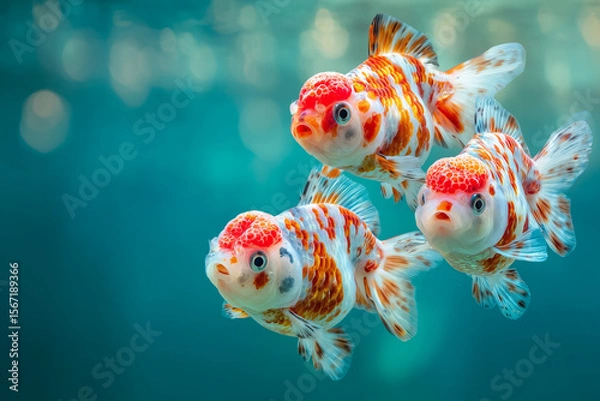 Obraz Colorful Goldfish Swimming Gracefully in a Clear Aquarium Tank Underwater Scene