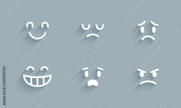 Fototapeta Vector Set of Emoticon Expression