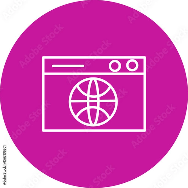 Obraz Web Browser Vector Line Pink Circle Icon Design