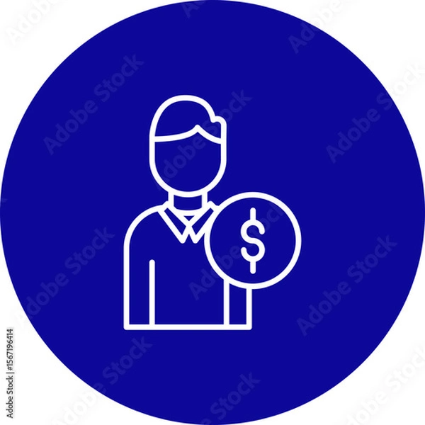 Fototapeta Businessman  Vector Line Pink Circle Icon Design