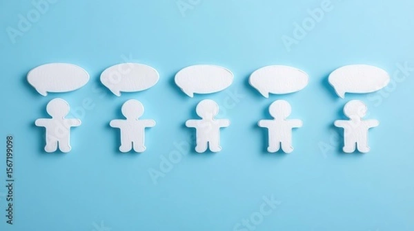 Fototapeta Abstract people with speech bubbles