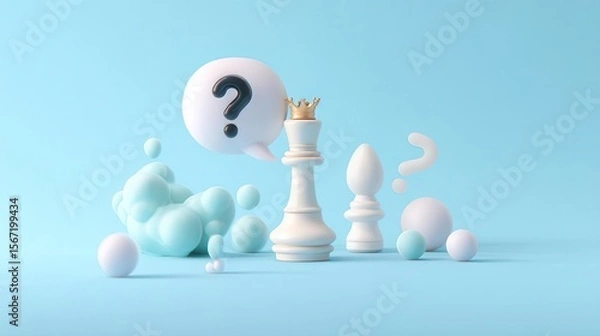 Fototapeta Abstract questioning chess pieces background