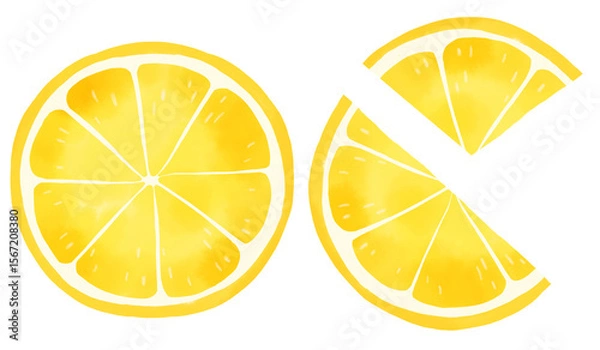 Fototapeta Watercolor style lemon cut cross section illustration