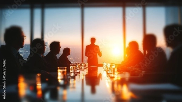 Obraz Six Sigma Value Streams Business Presentation at Sunset in a Modern Conference Room