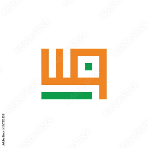 Fototapeta letter wq simple squares linked colorful logo vector