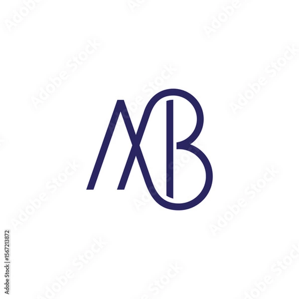 Fototapeta letter mb linked loop geometric line logo vector