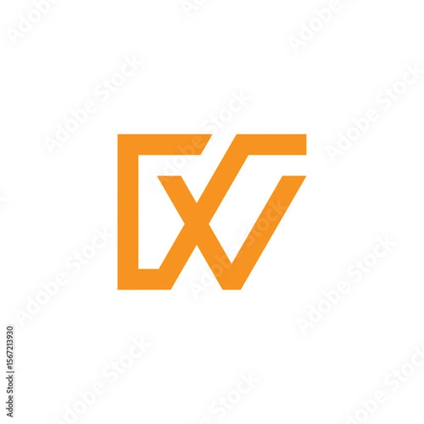 Fototapeta letter cxw simple geometric  line logo vector