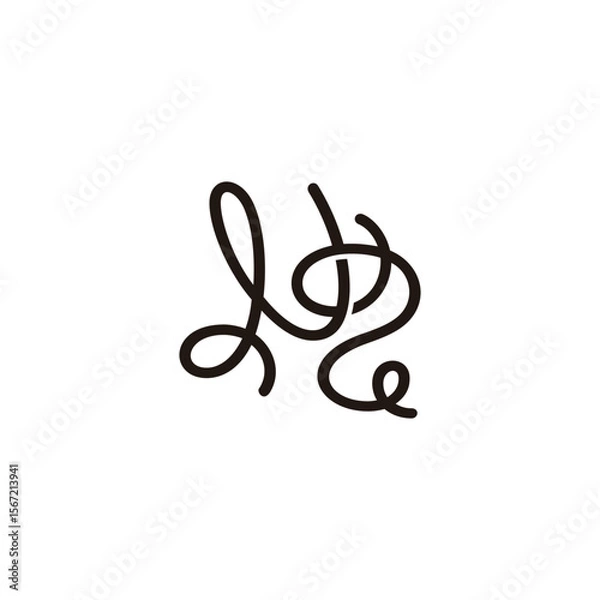 Fototapeta letters u2 ribbon thread rope simple logo vector