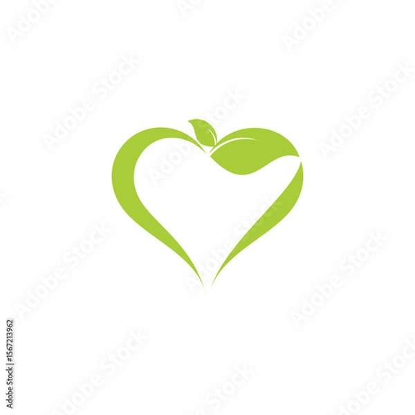 Fototapeta love heart leaf herbs green simple symbol vector