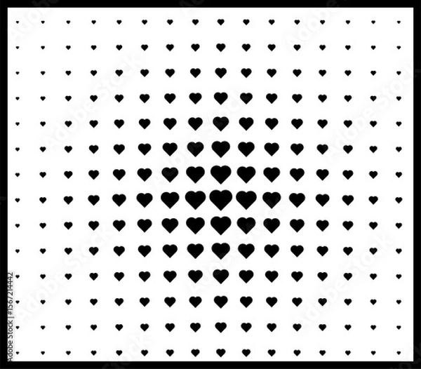 Fototapeta Halftone hearts seamless border. Pattern for Valentine's Day. Geometric vector background.