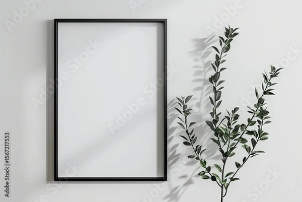 Obraz High Resolution Visual of a Black Frame on a White Wall