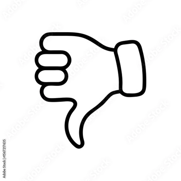 Obraz Black outline simple thumbs down hand gesture icon
